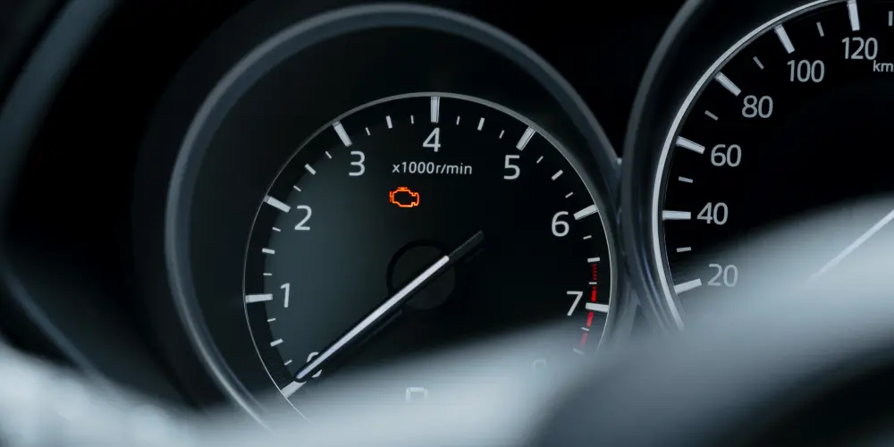 Painel de um carro mostrando o velocímetro